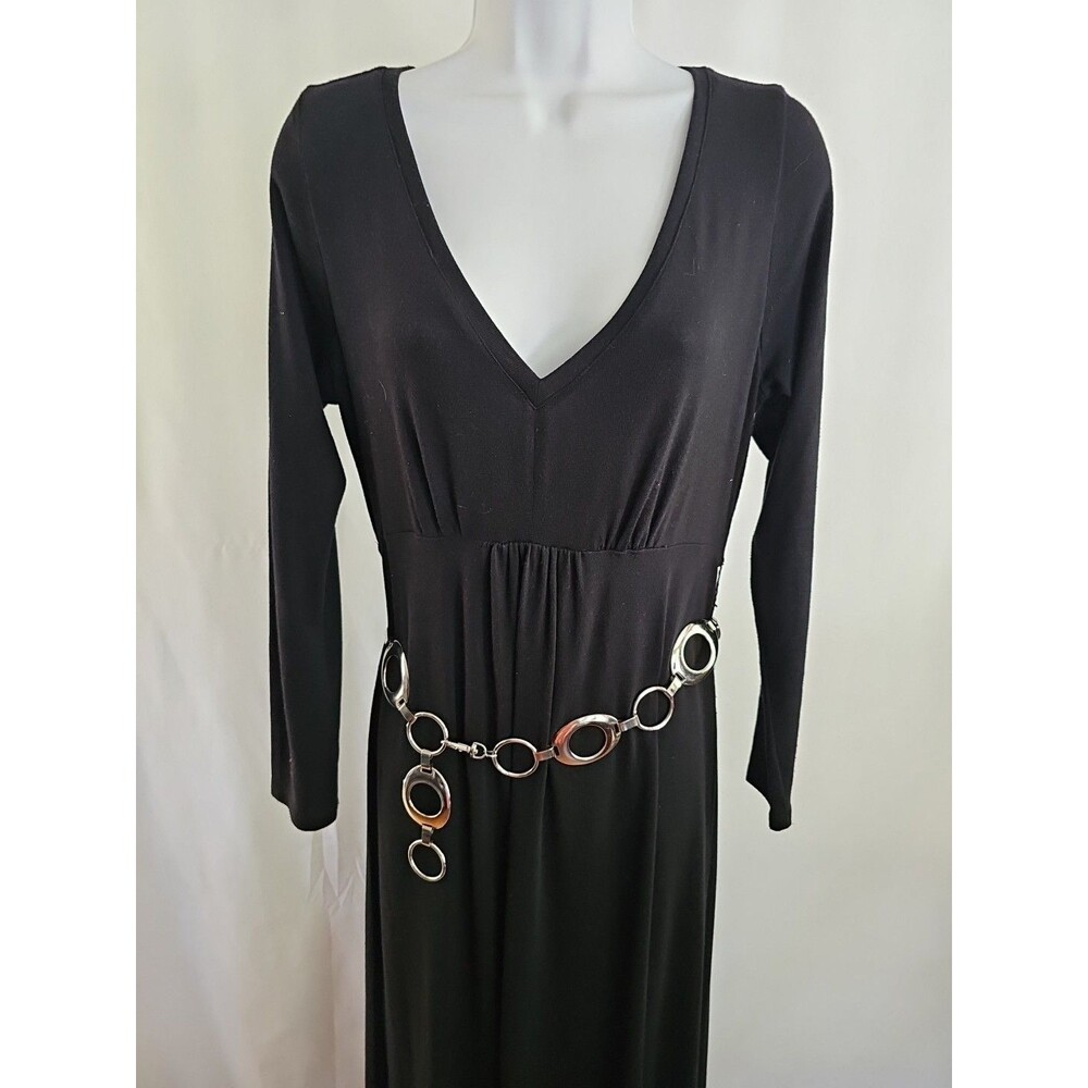 Nicole Miller Dress Women's Black Belted Hadley Ponte Knit Dress Long Sleeve Med - Picture 3 of 11